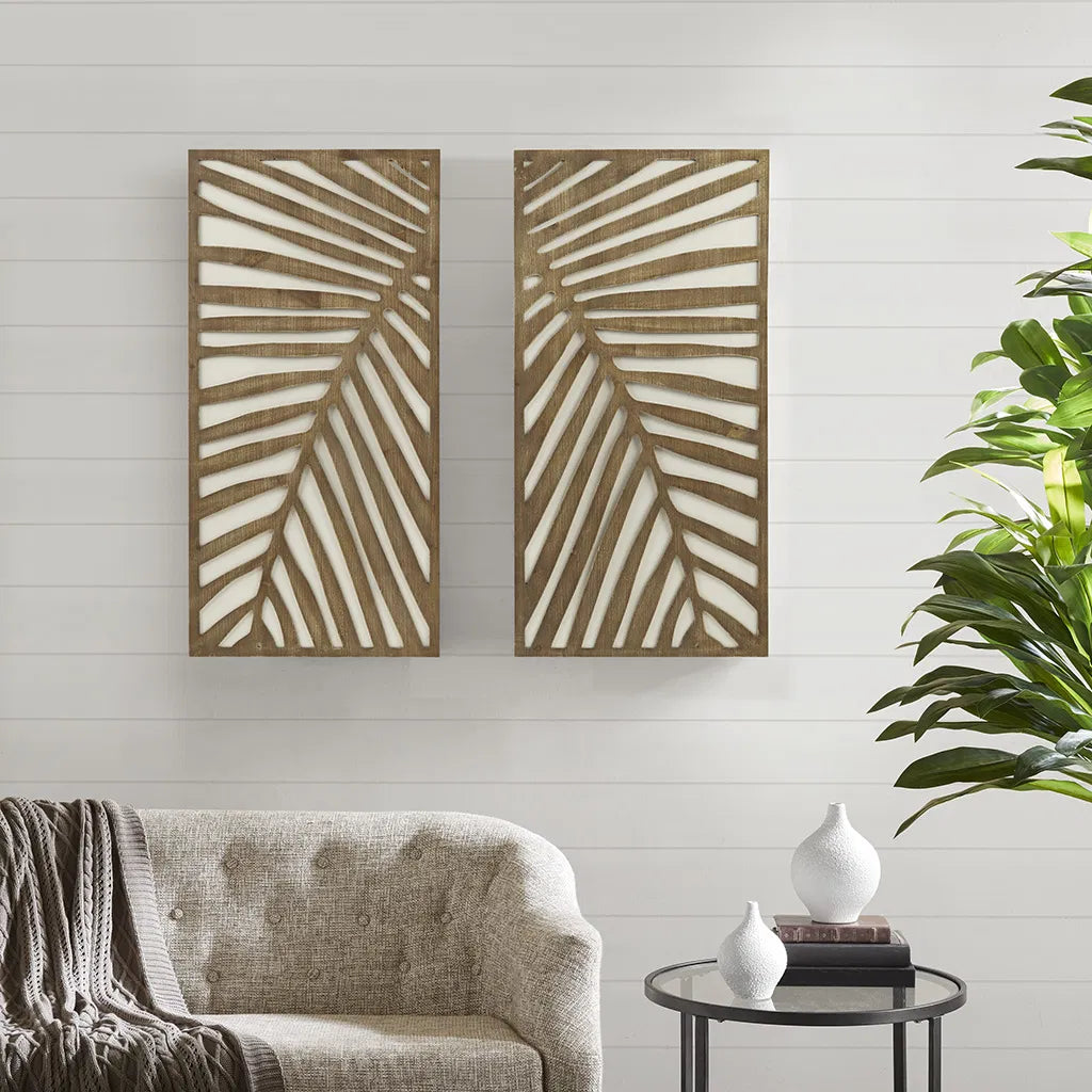 2-Piece Two-Tone Wood Panel Wall Decor Set