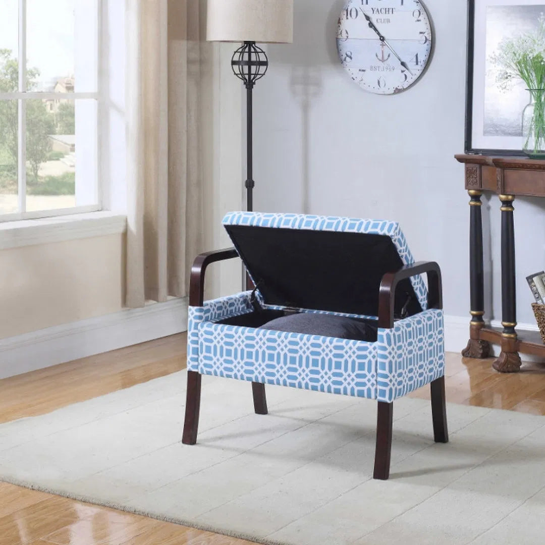 23" Wooden Vanity Storage Seat with Monochrome Print