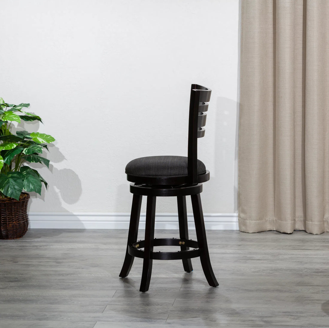 24" Counter Height Slat Back Swivel Stool