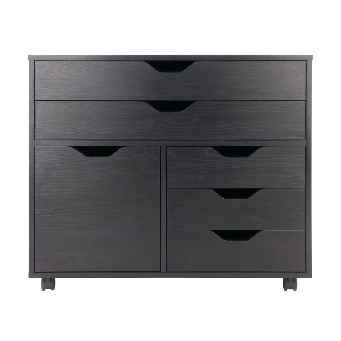 Halifax Black Wide Storage Cabinet with 3 Small & 2 Large Drawers
