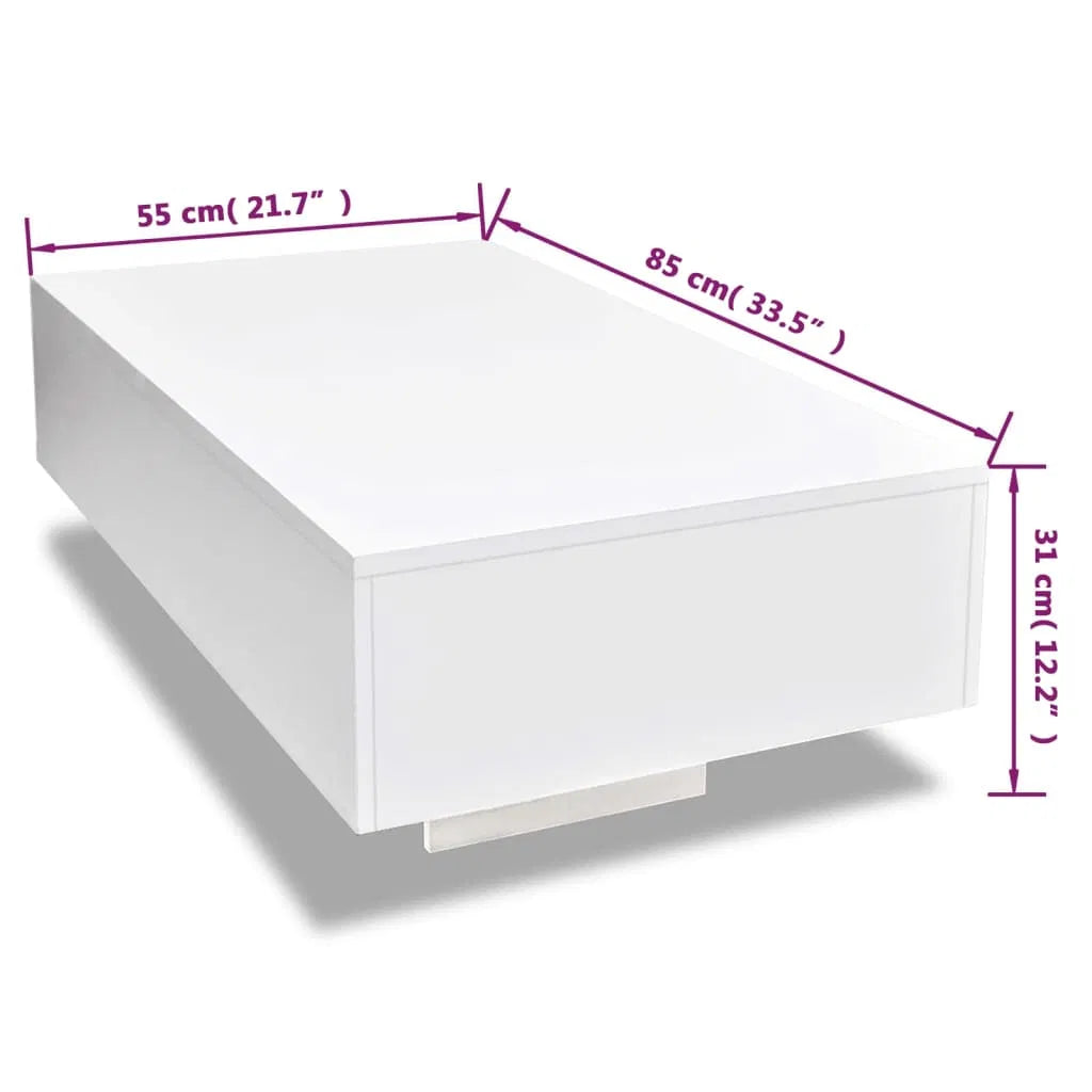 High-Gloss White Modern Coffee Table