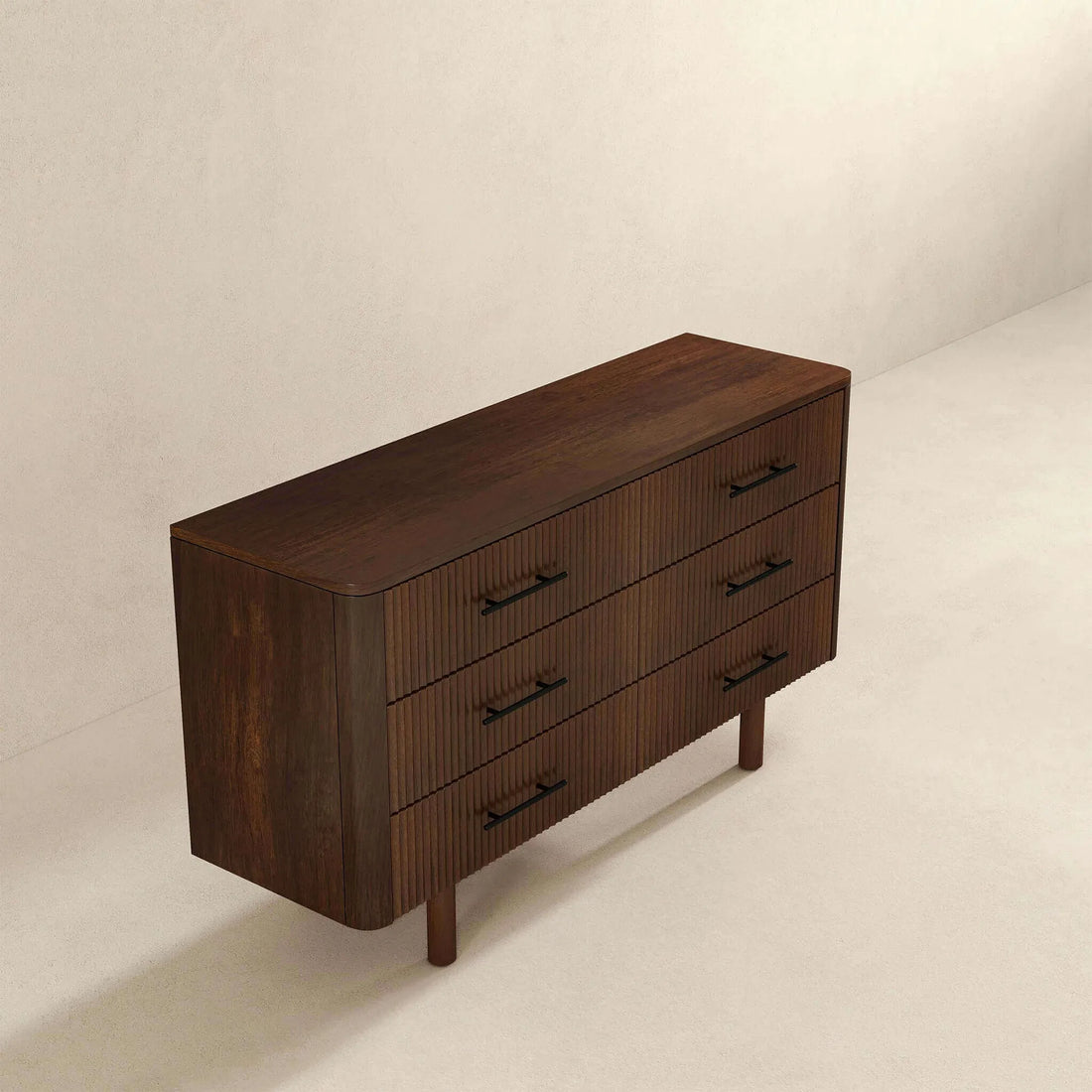 Logan Mid-Century Modern Walnut 6-Drawer Dresser