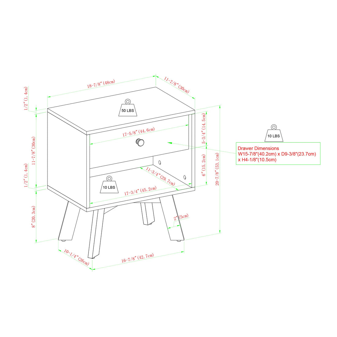 Mid-Century Modern Mocha Nightstand with Minimalist Design & Single Drawer