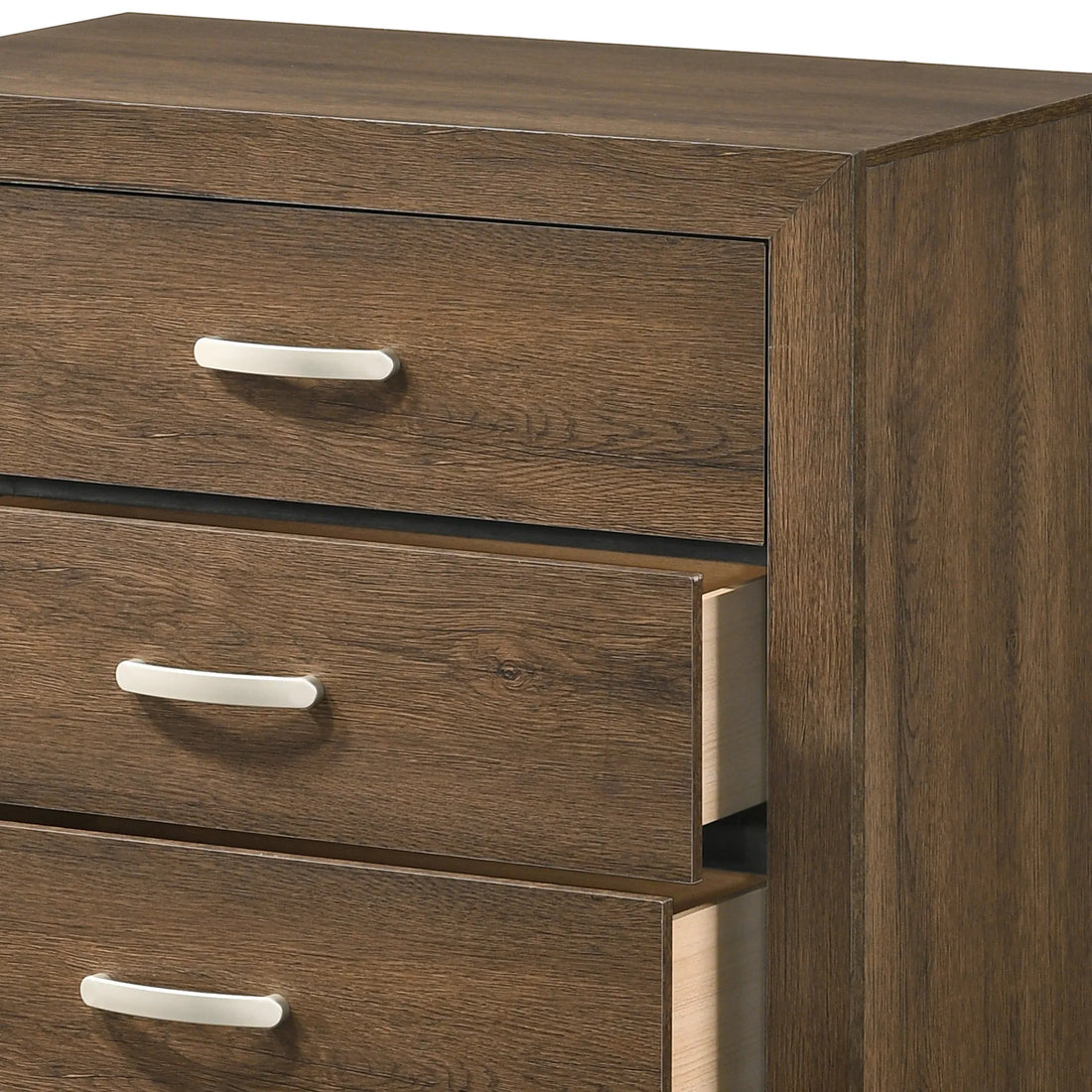 Miquell 5-Drawer Chest in Oak Finish