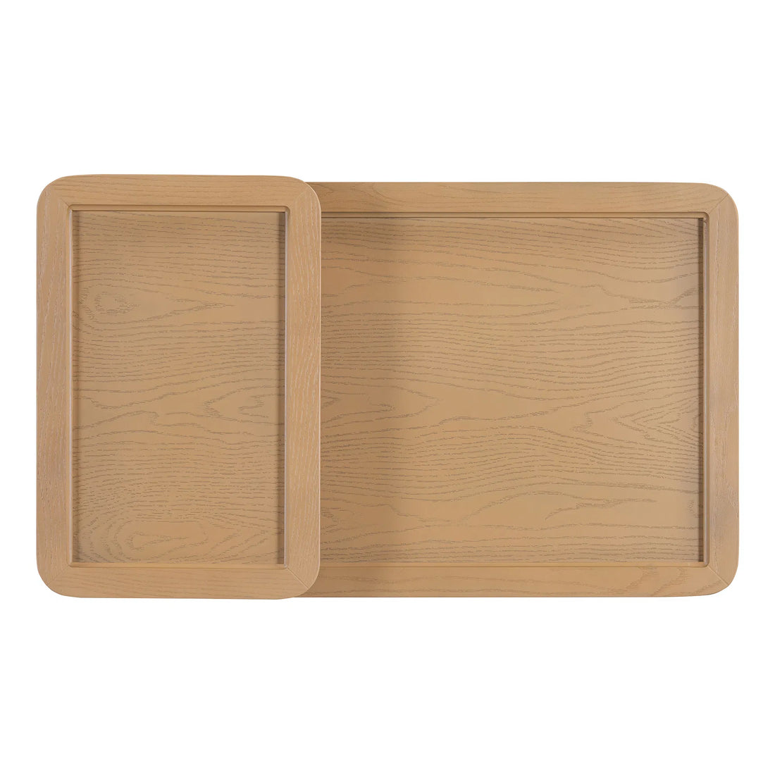 Modern 2-Piece Nesting Coffee Table Set with Rattan, Wood, and MDF in Natural Finish