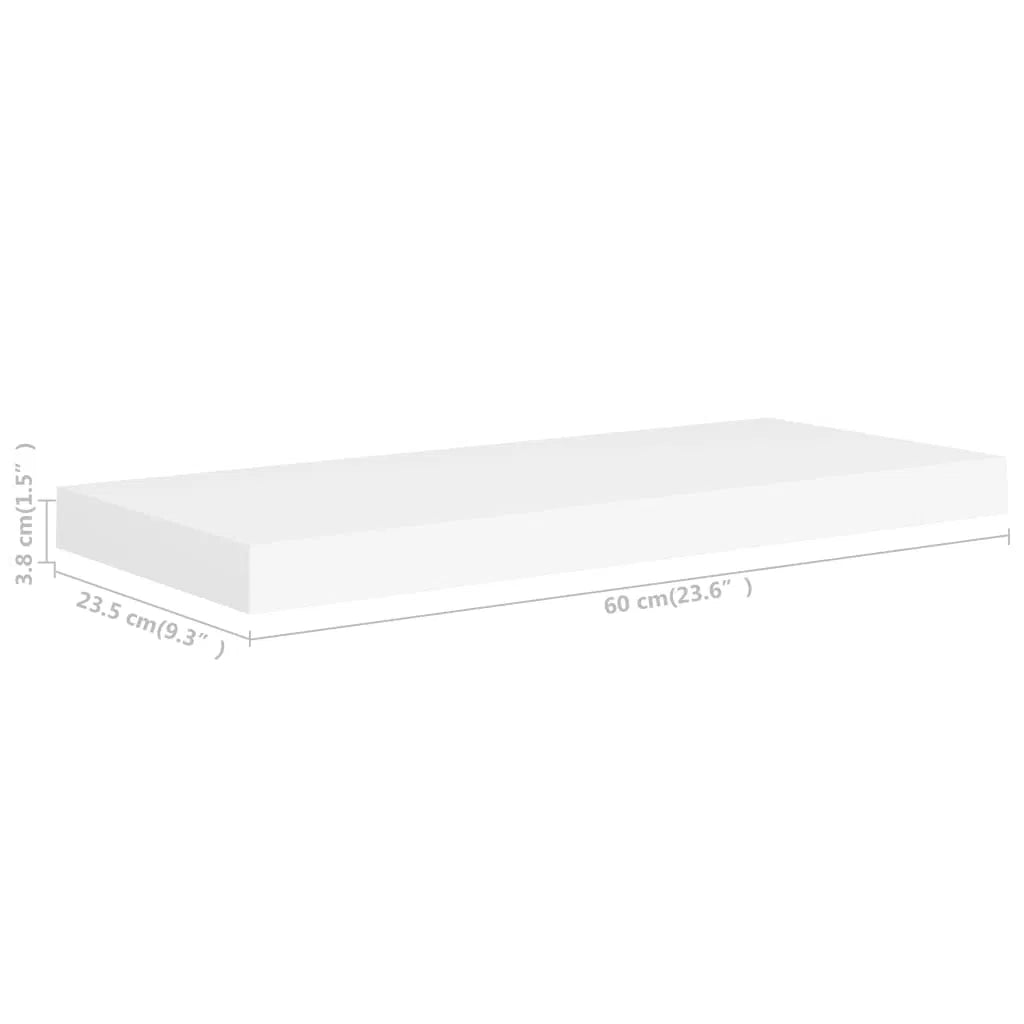 Set of 2 Floating Wall Shelves ‚Äì White MDF, 23.6" x 9.3" x 1.5"