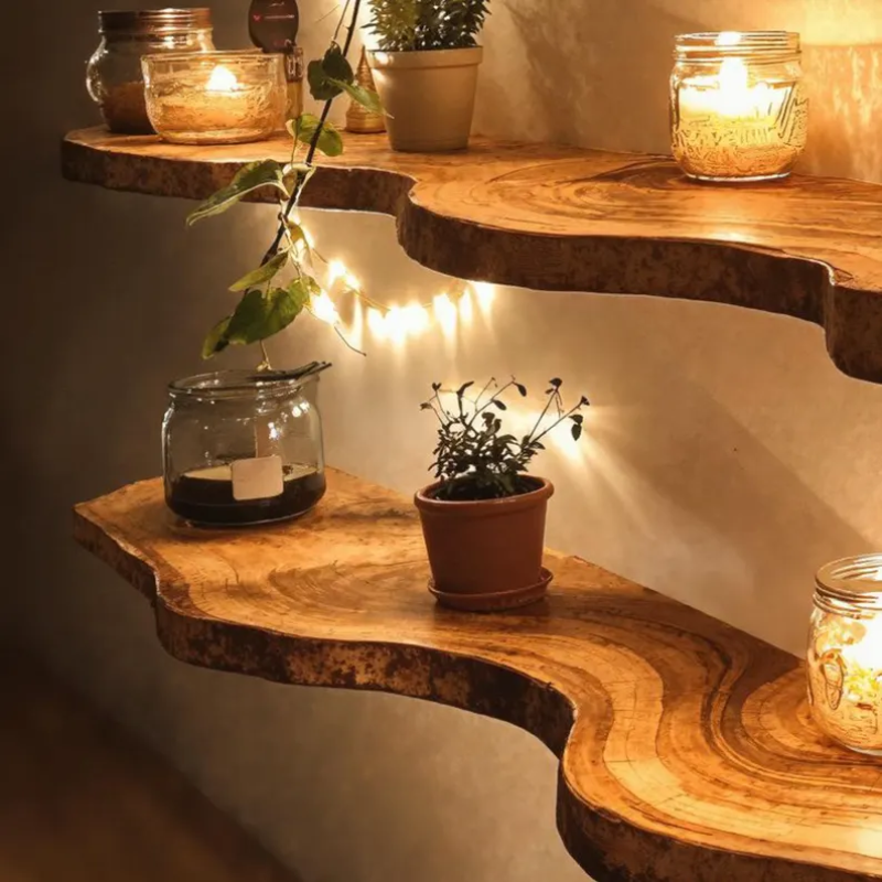 Rustic Shelves Live Edge Walnut Floating Shelves