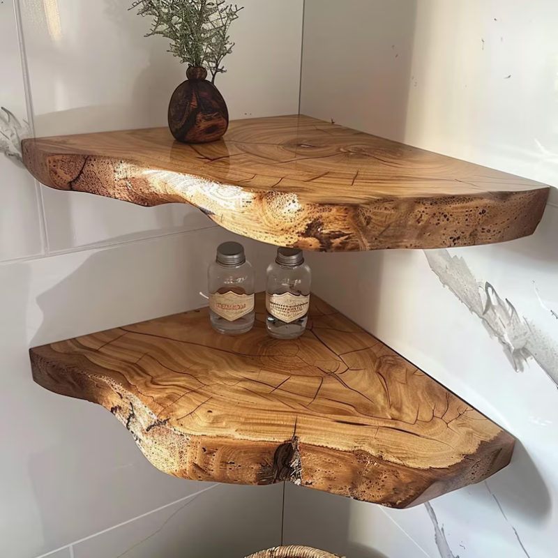 Live Edge Corner Shelf for Home Decor