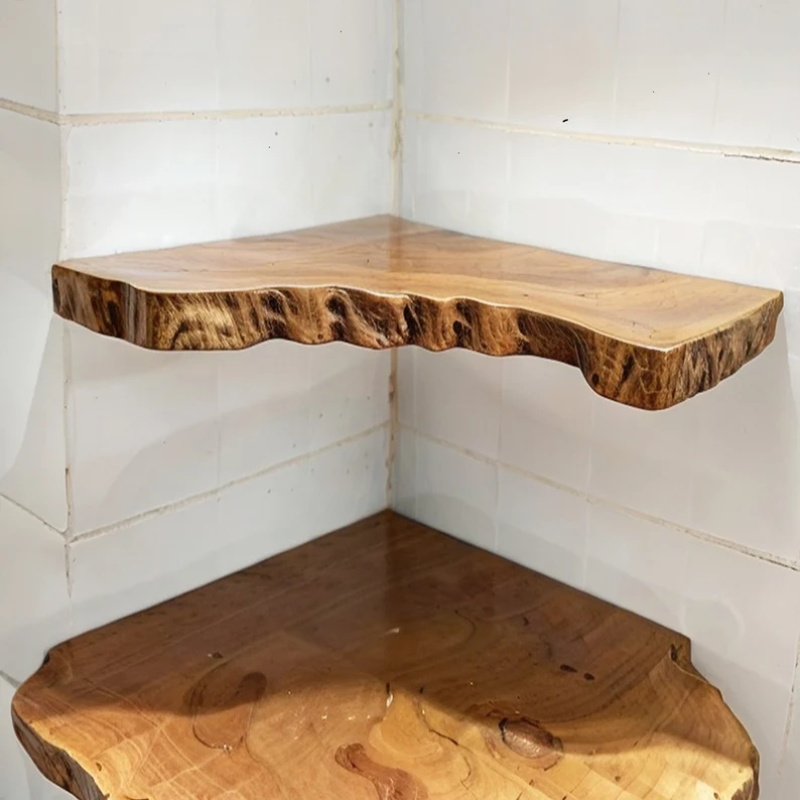 Wall-Mounted Live Edge Shelf for Books and Art