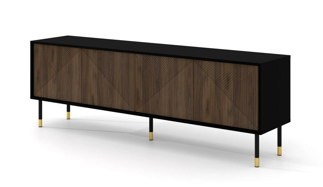 Woody IV TV Stand 4D in Black and Catania Oak